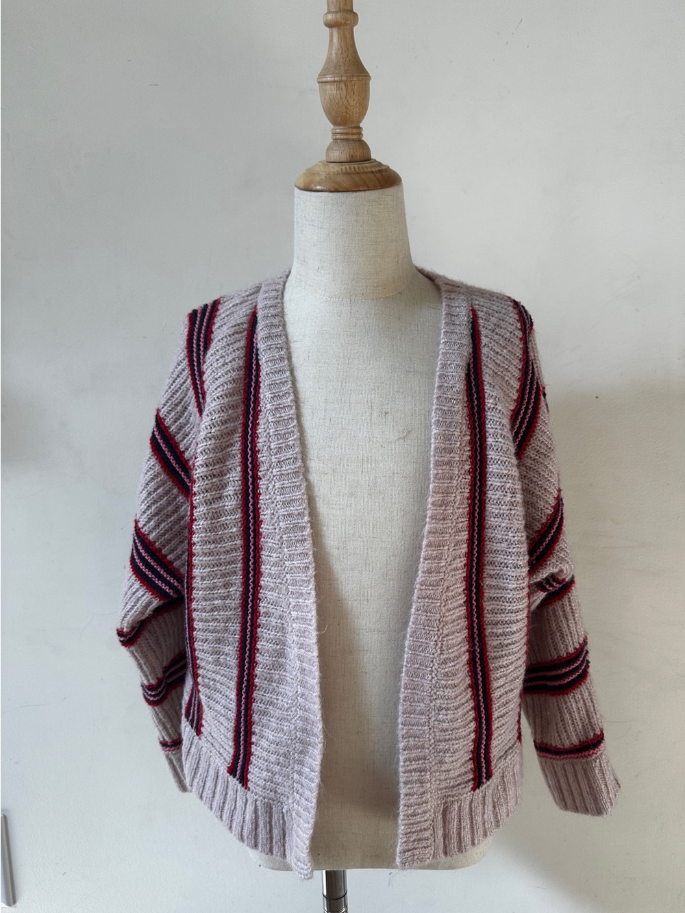 Gymboree Pink Cardigan Sweater with Red, Pink, & Navy Blue Stripes Kid Girl